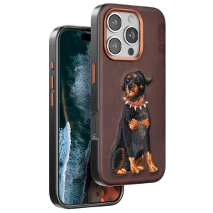 Venco iPhone 16 Pro Perma Desenli Kapak - Koyu Kahve