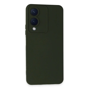 Vivo Y17S Kılıf Nano içi Kadife Silikon - Koyu Yeşil