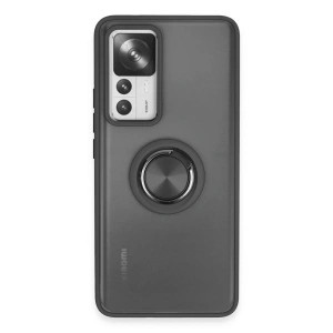 Xiaomi Mi 12T Pro Kılıf Montreal Yüzüklü Silikon Kapak - Siyah