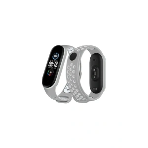Xiaomi Mi Band 4 Spor Delikli Kordon - Gri-Beyaz