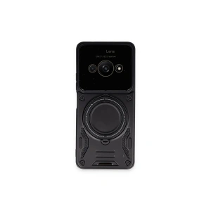 Xiaomi Poco C61 Kılıf Joy Lens Standlı Kapak - Siyah