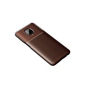 Xiaomi Redmi Note 9 Pro Kılıf Auto Focus Karbon Kapak - Kahverengi