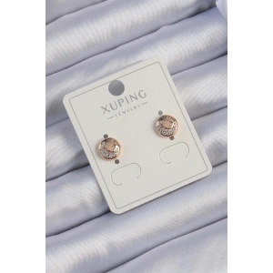 Xuping Rose Renk Zirkon Taşlı Yansımalı Oval Küpe