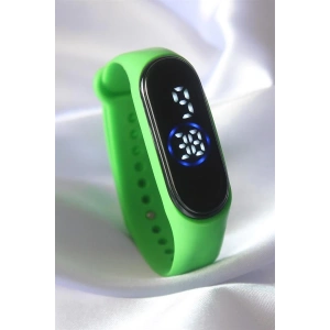 Yeşil Renk Silikon Dijital Dokunmatik Led Saat