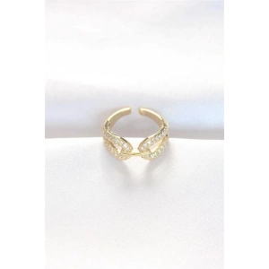 Zirkon Taşlı Gold Renk Ayarlanabilir Yüzük