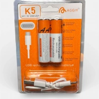 Aggiy K5 Type-C Şarj Edilebilir Büyük Kalem Pil AA 1.5V 2800mWh