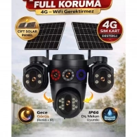 Esvision 3+3+3+3 12MP Dört Kameralı Çift Panelli Sim Kartlı 4G Kamera ES-7020