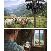 Esvision 3+3+3+3 12MP Dört Kameralı Çift Panelli Sim Kartlı 4G Kamera ES-7020(Turkcell Sim Kartlı)