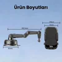 Bix Bxch15-Bk Kıstırmalı Ayarlanabilir Araç Tutucu