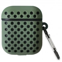 AİRPODS 1 SİLİKON DELİKLİ YEŞİL-SİYAH KILIF