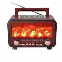 Fp-2393-s Güneş Panelli Şömine Radio Ses Bombası kestane