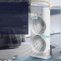 Hr002 Çift Fanlı Su Atan Şarjlı Fan