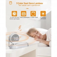 I-Dragon Led Işıklı Masa Saati ve Kablosuz Şarj K01T