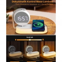 I-Dragon Led Işıklı Masa Saati ve Kablosuz Şarj K01T