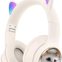 Kedi Kulaklık Akz-09 Kulak Üstü Bluetooth Kulaklık Beyaz
