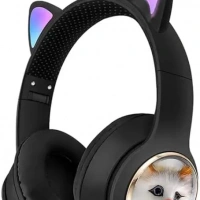 Kedi Kulaklık Akz-09 Kulak Üstü Bluetooth Kulaklık Siyah