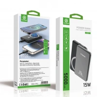 YK DESIGN 5000 MAH KABLOLU-22.5W ULTRA SLİM MAGSAFE-15W POWERBANK P911 GRİ