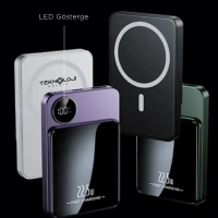 YK DESIGN 5000 MAH KABLOLU-22.5W MAGSAFE-15W POWERBANK YK-915 MOR