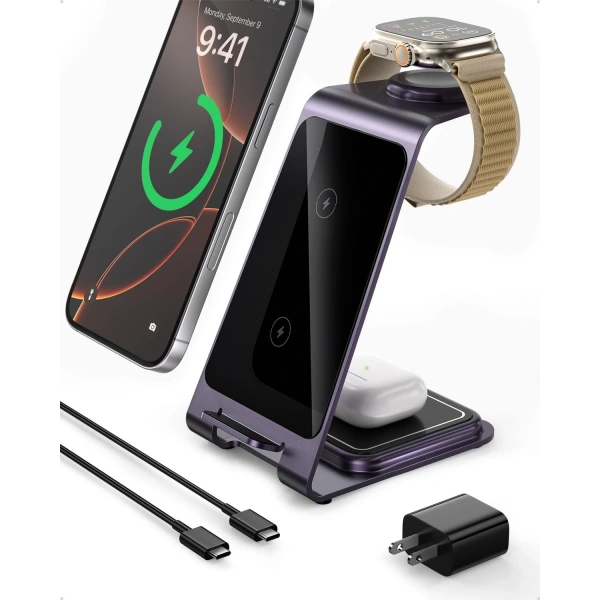 3 İn 1 Y93 Magsafe Kablosuz Stand Mor
