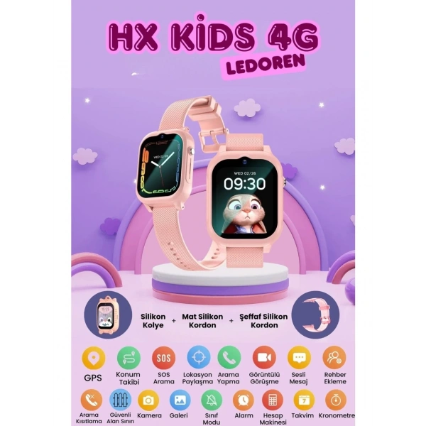 4G Max Çocuk Saati Hx Kids Pembe