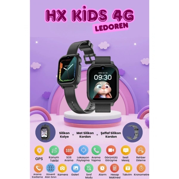 4G Max Çocuk Saati Hx Kids Siyah