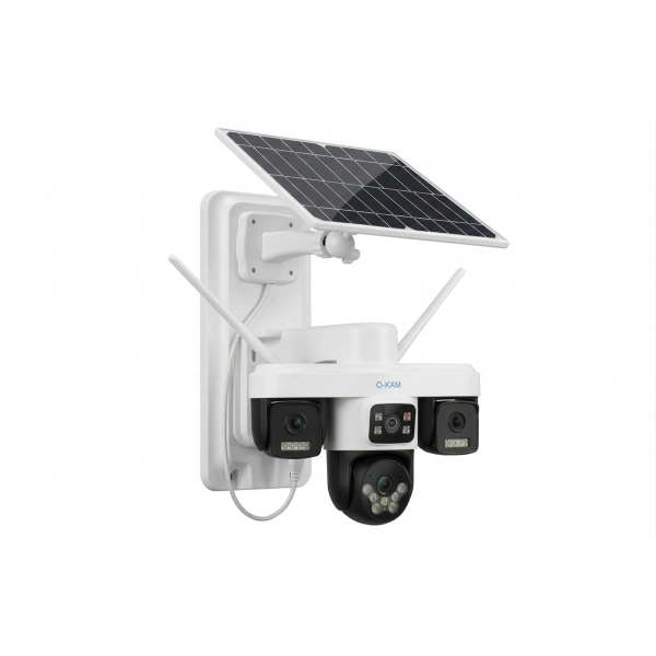 O-Kam Ok-301 3 Kameralı 4G Çift Panelli Güvenlik Kamerası