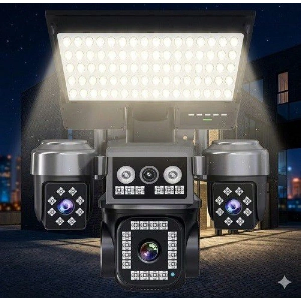 O-Kam 3+3+3+3 12MP Dört Kameralı Çift Panelli Solar Aydınlatmalı 4G Kamera Ok-334