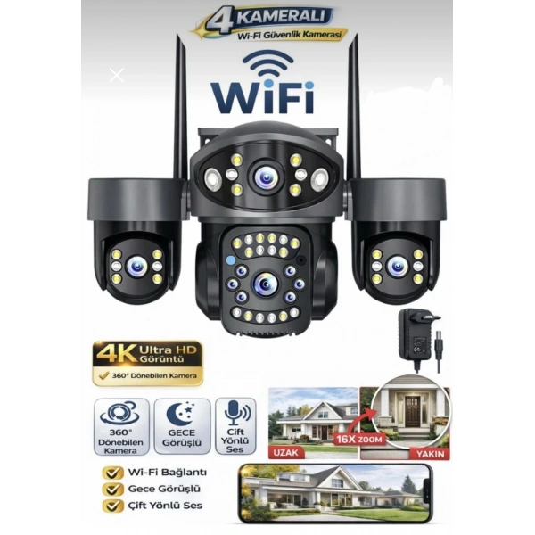 My-Scope My-01 3+3+3+3 4 Kameralı Wi-Fi Güvenlik Kamerası