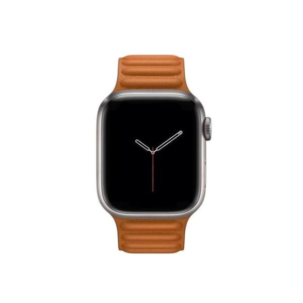 APPLE WATCH 42 - 49 MM UYUMLU MIKNATISLI DERİ KOYU TURUNCU KORDON