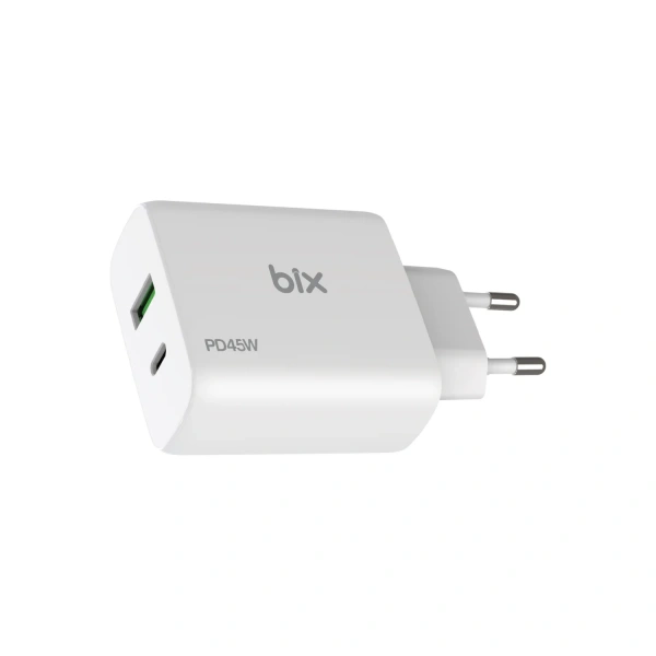 Bix 45W Beyaz Pd + Qc 3.0 Usb Fast Type - C Şarj Adaptörü BX2P45G