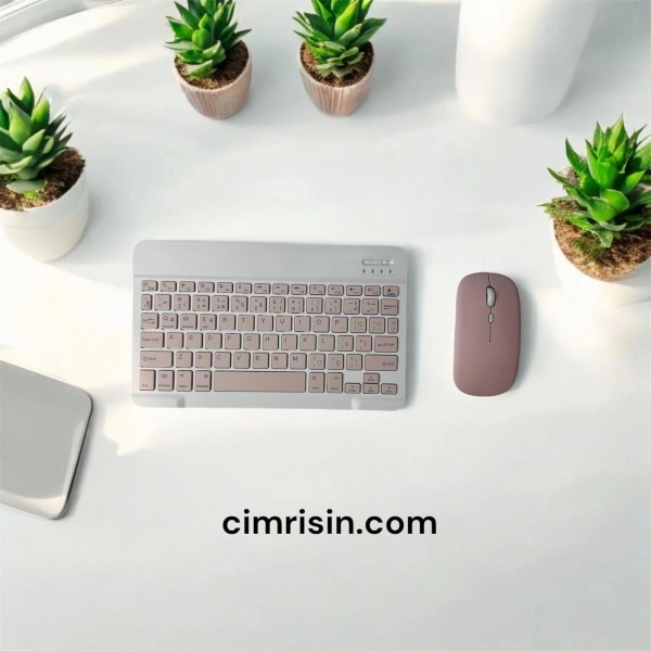 Bluetooth Klavye & Mouse Set Pembe 10 inc