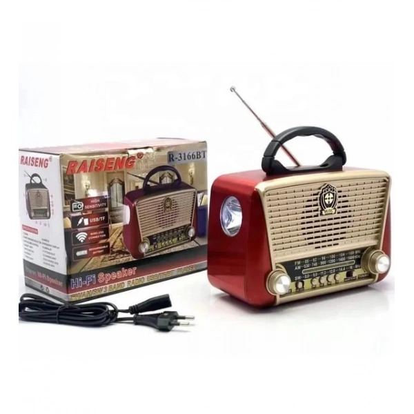 BLUETOOTH NOSTALJİ SPEAKER KIRMIZI R-3166BT