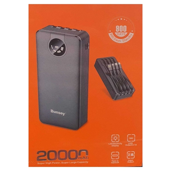BUNSEY 4 İN 1 CABLE BY-26 20000 MAH POWERBANK