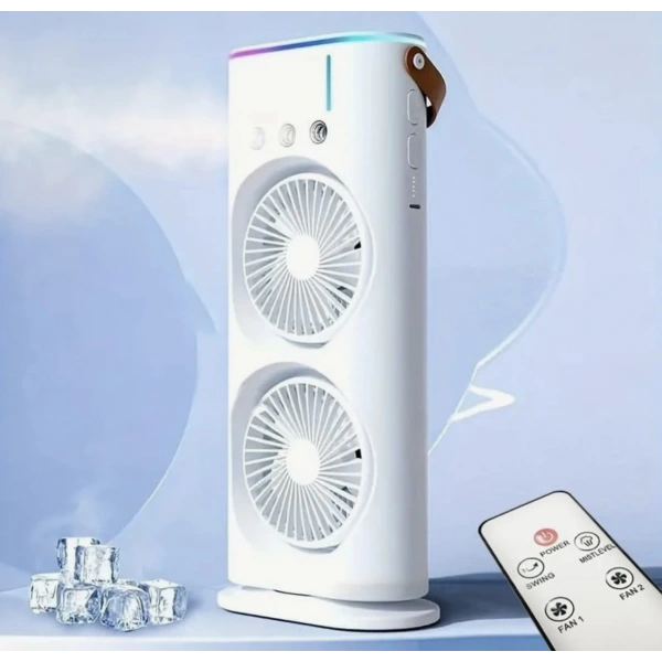 Hr002 Çift Fanlı Su Atan Şarjlı Fan