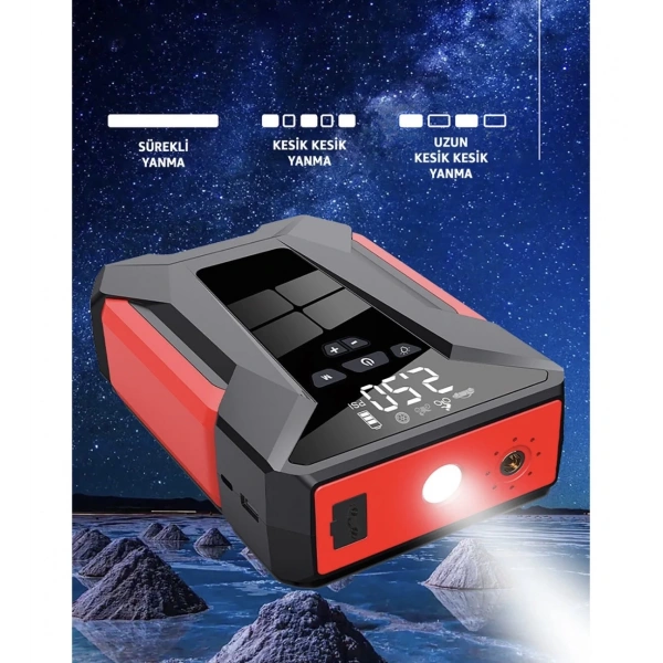 Şarjlı Araç Pompası Ve Akü Takviye 16000mA Ls J16