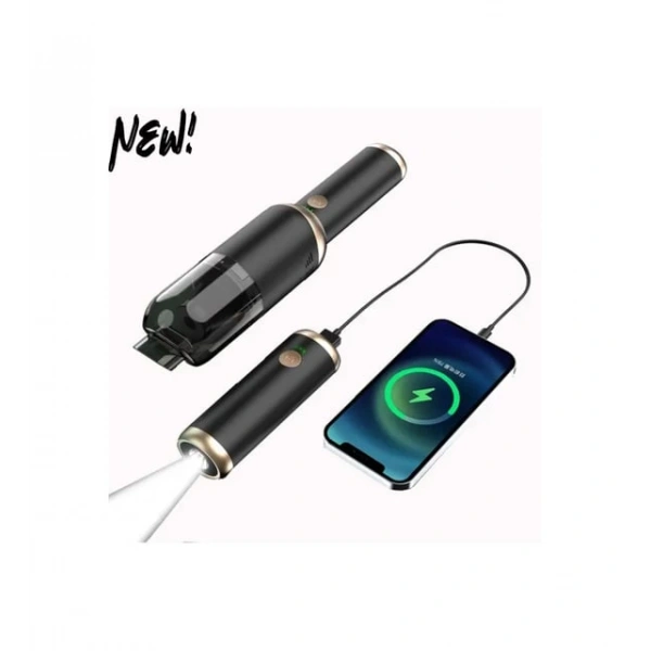 Şarjlı Işıklı Araç Elektrikli Süpürgesi Q9 Siyah