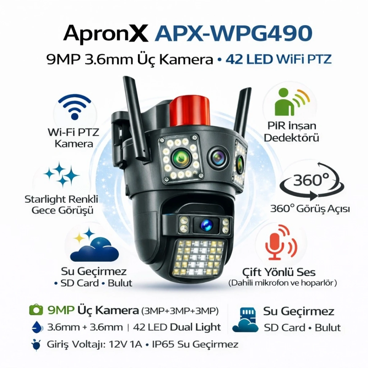 Onmi Apx-wsp242 4G Güneş Panelli 6mp Çift Kameralı Güvenlik Kamerası