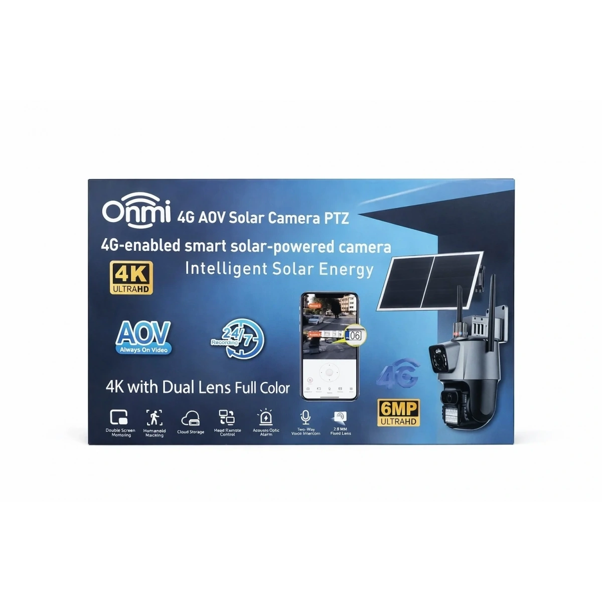 Onmi Apx-wsp242 4G Güneş Panelli 6mp Çift Kameralı Güvenlik Kamerası+60 Gb Turkcell Hat