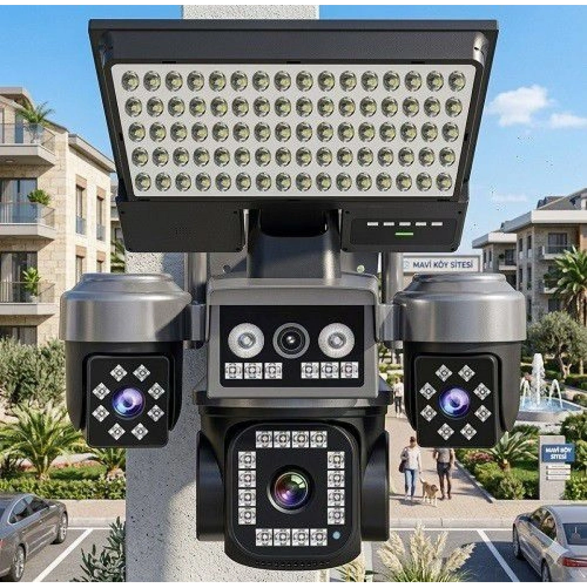 O-Kam 3+3+3+3 12MP Dört Kameralı Çift Panelli Solar Aydınlatmalı 4G Kamera Ok-334