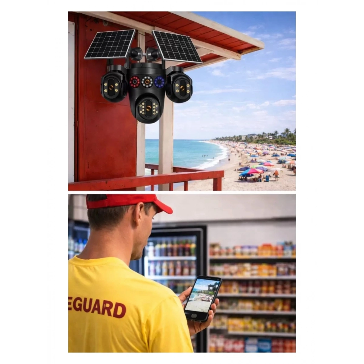 Esvision 3+3+3+3 12MP Dört Kameralı Çift Panelli Sim Kartlı 4G Kamera ES-7020