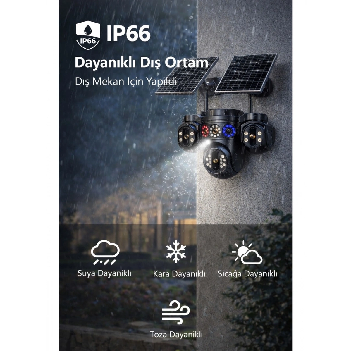 Esvision 3+3+3+3 12MP Dört Kameralı Çift Panelli Sim Kartlı 4G Kamera ES-7020