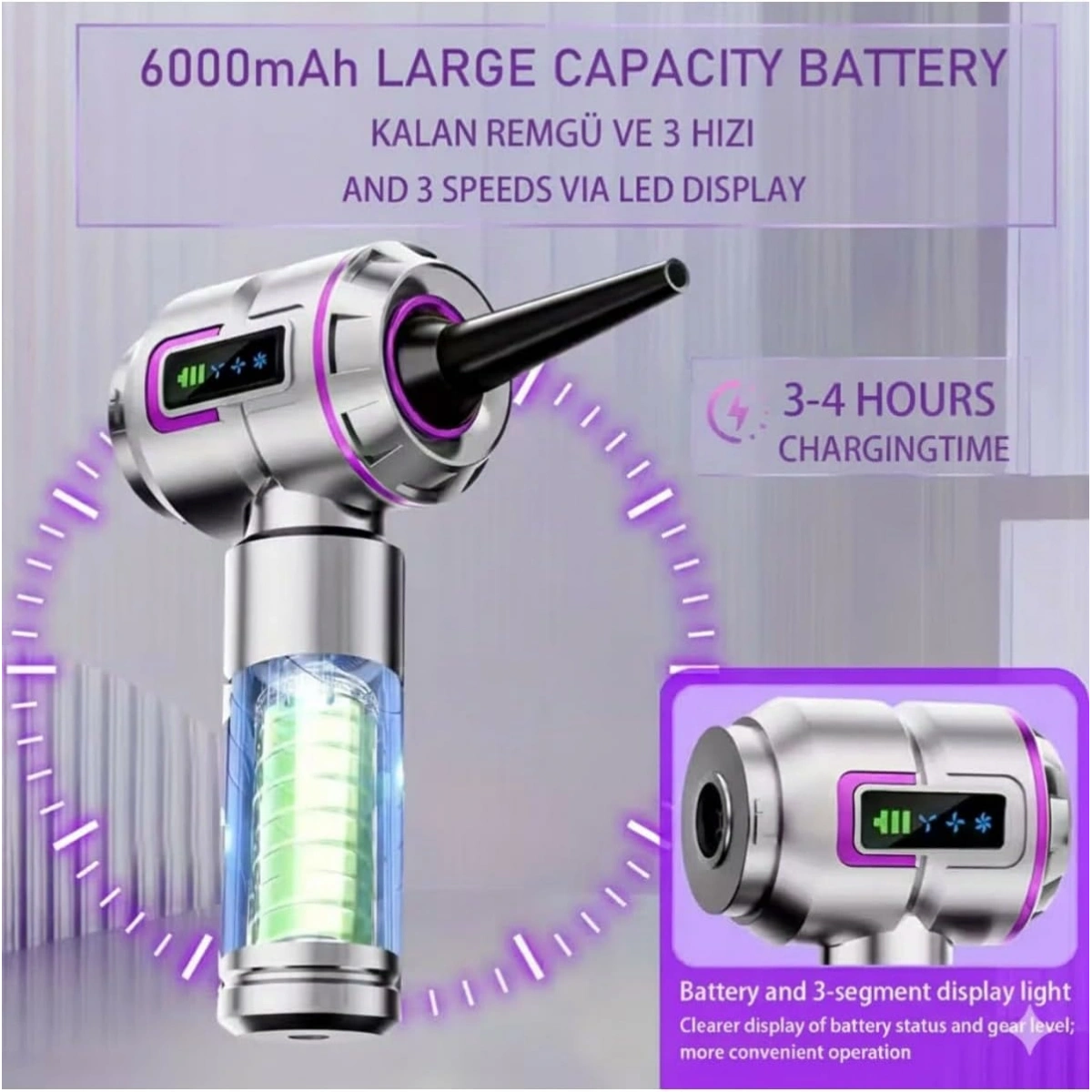 iDragon 20.000Pa Şarjlı Araç Süpürgesi Ve Üfleme St-6697A