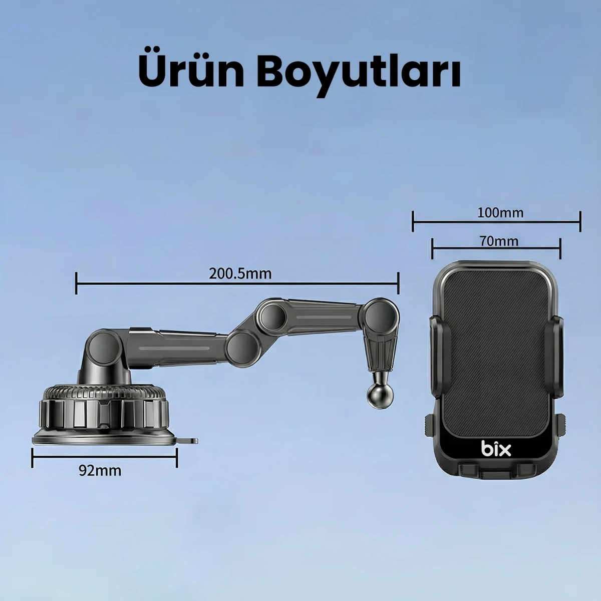 Bix Bxch15-Bk Kıstırmalı Ayarlanabilir Araç Tutucu