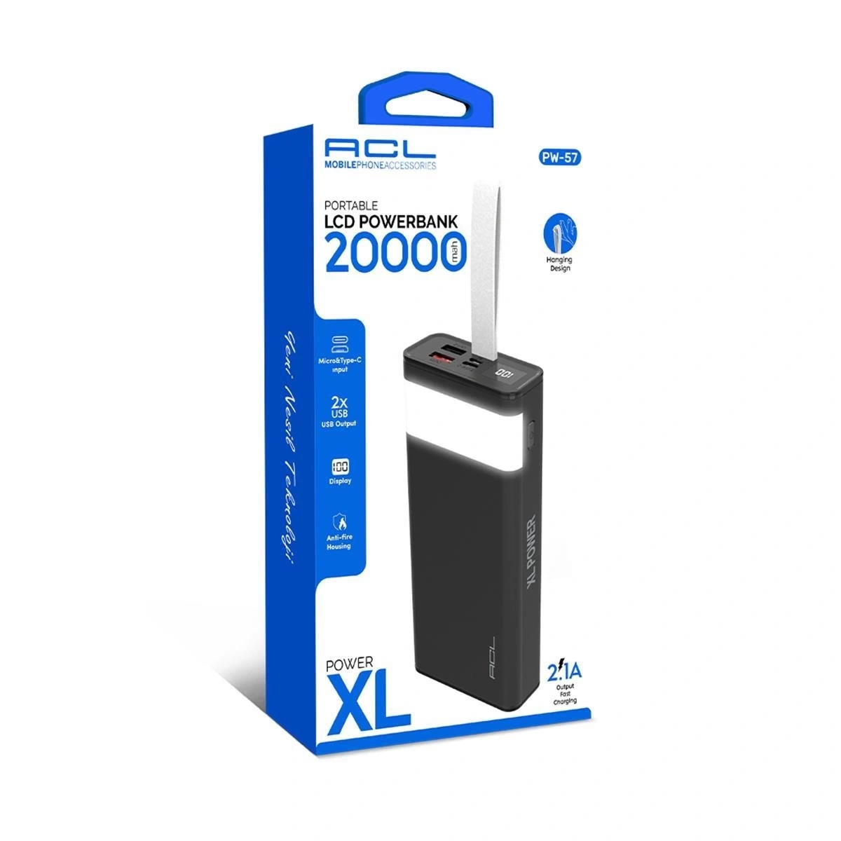 ACL PW-57 20000 MAH SİYAH POWERBANK