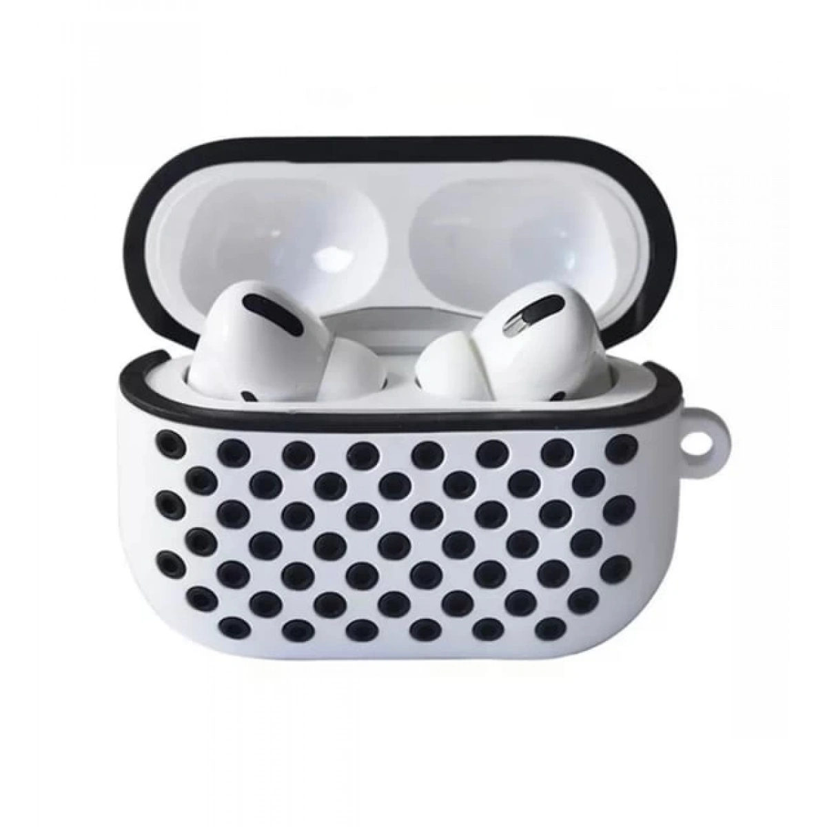 AİRPODS PRO 2 SİLİKON DELİKLİ GRİ-SİYAH KILIF