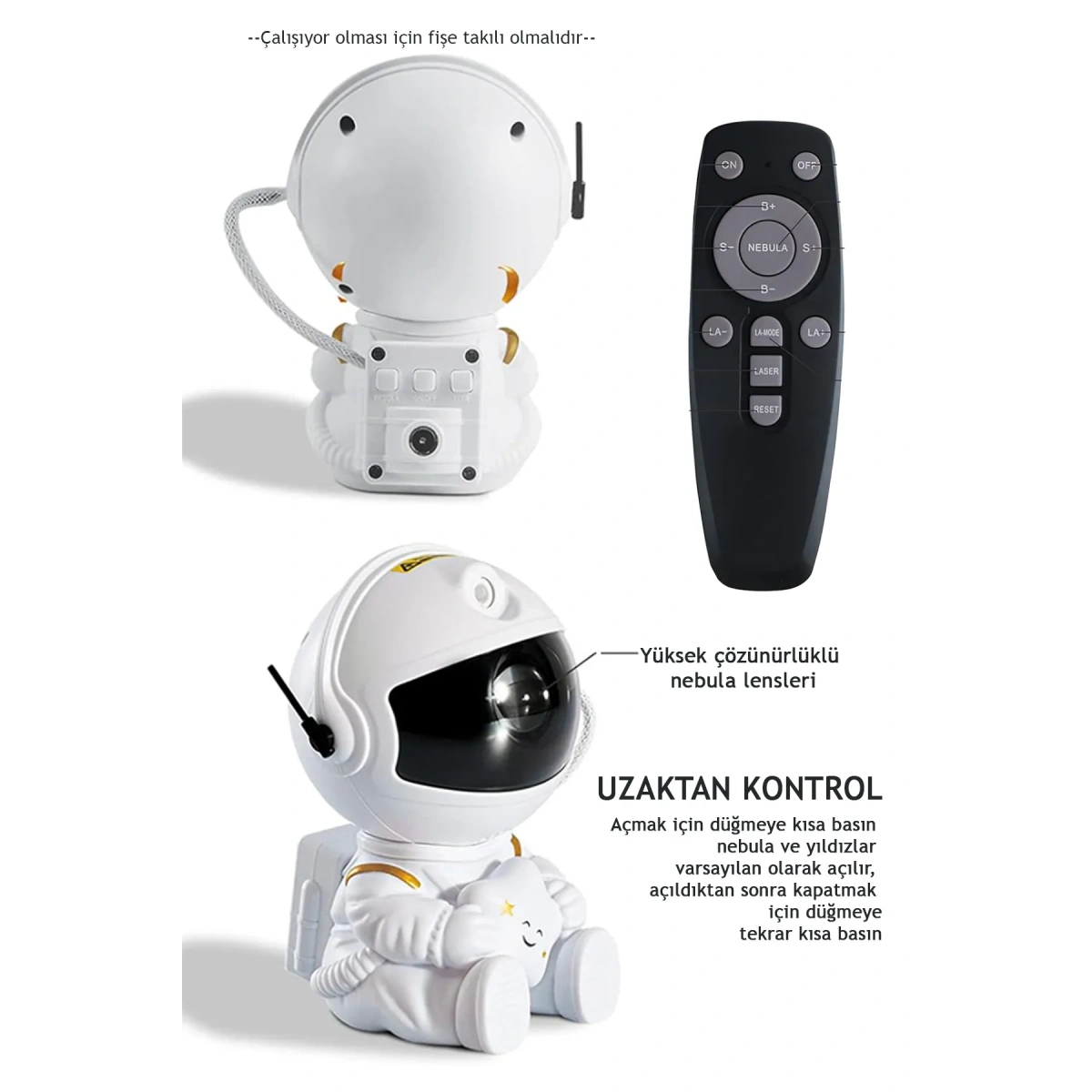 Astronot Projektör Gece Lambası Ve Bluetooth Hoparlör 532