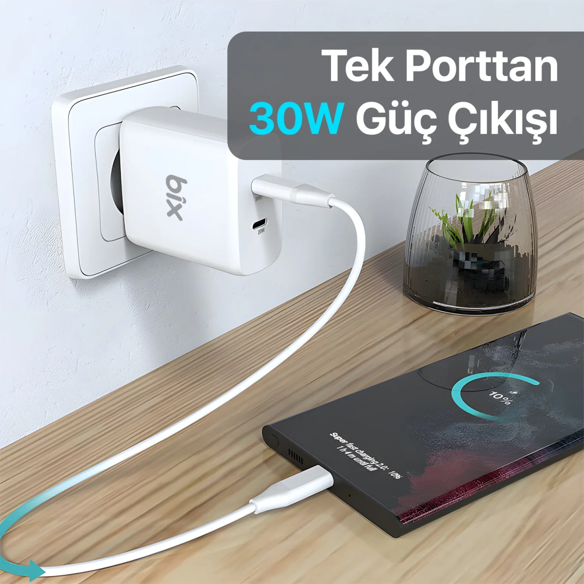 BİX BX2P50 50W FAST TYPE - C ÇIKIŞ ŞARJ ADAPTÖRÜ