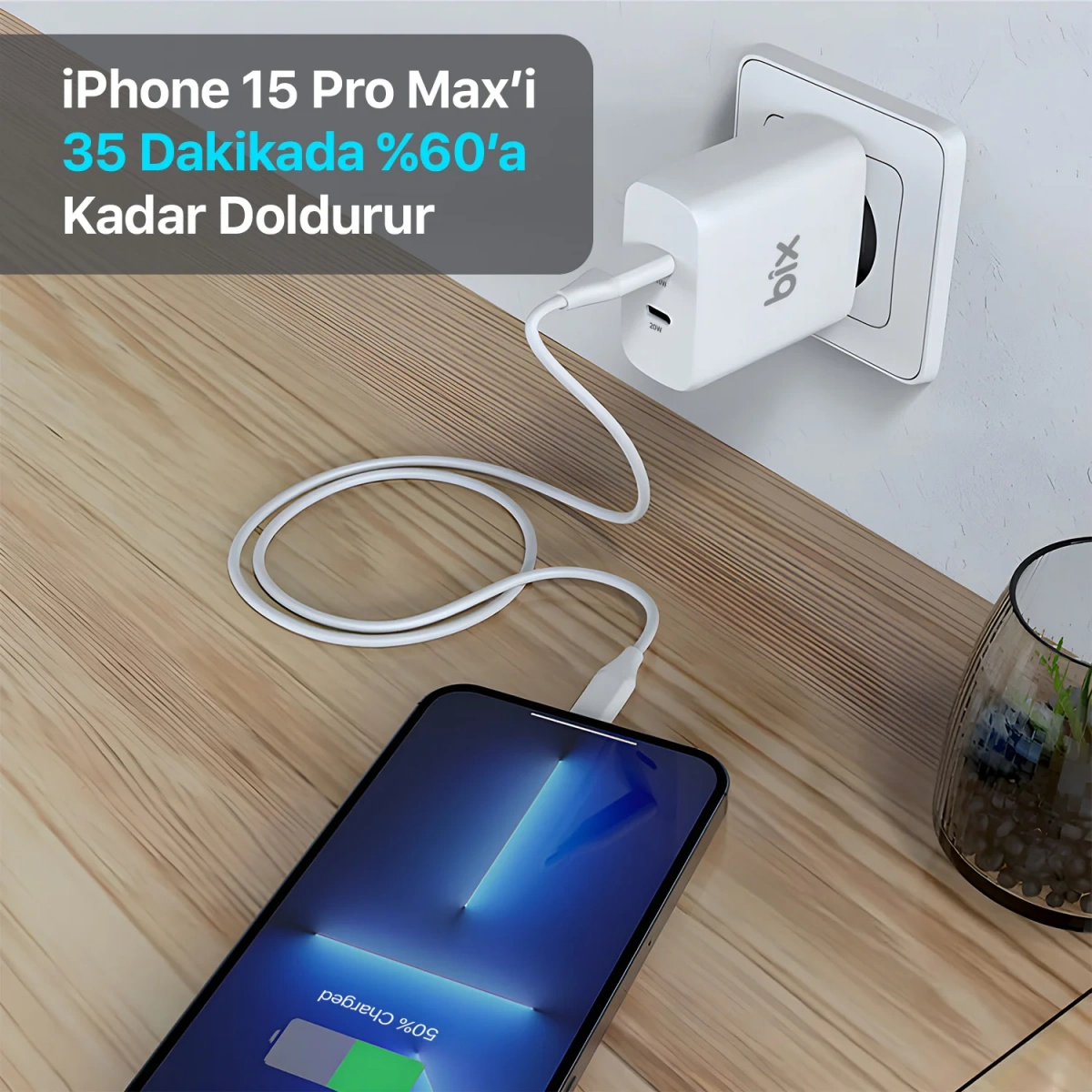 BİX BX2P50 50W FAST TYPE - C ÇIKIŞ ŞARJ ADAPTÖRÜ