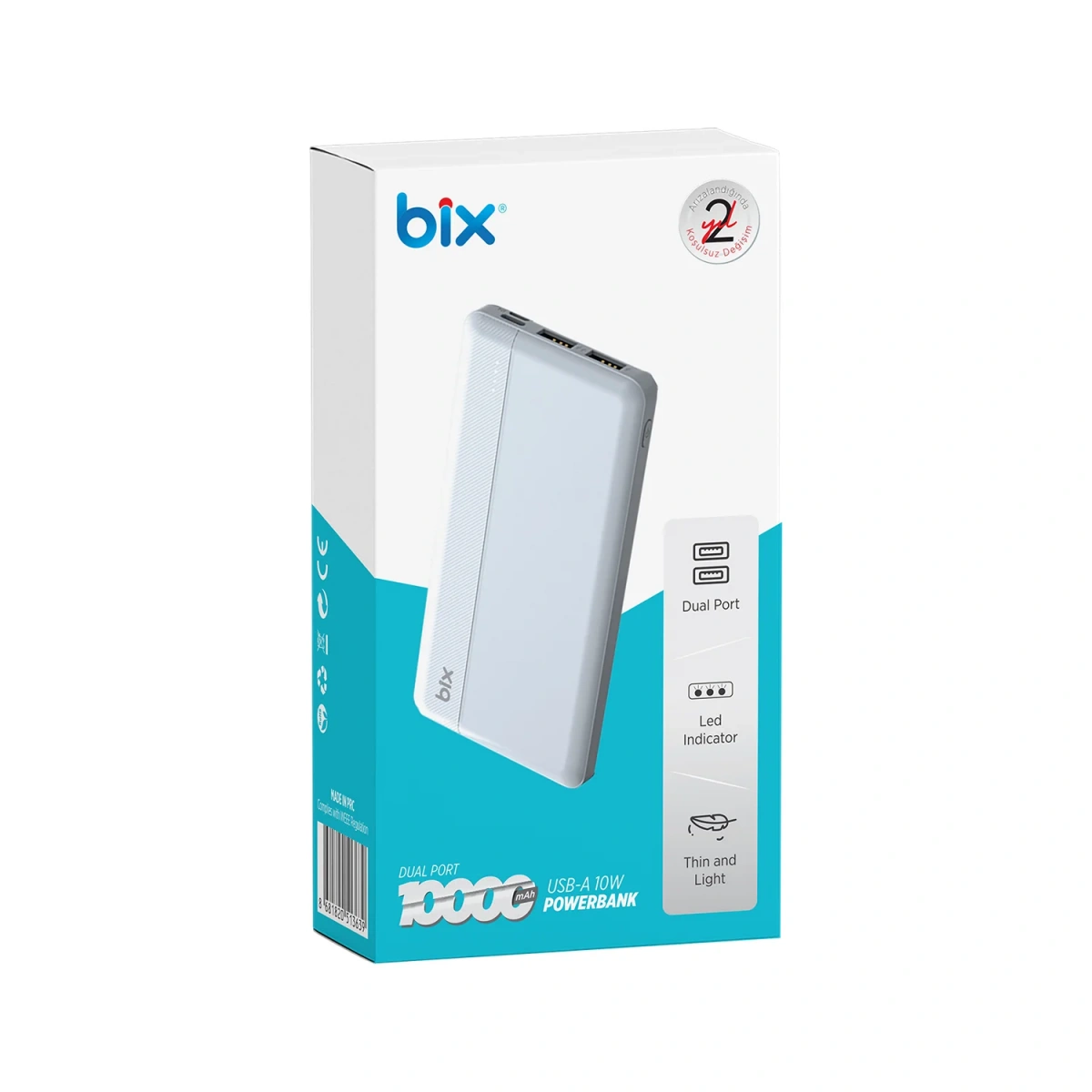 BİX BXPB108 10000 MAH 10W BEYAZ POWERBANK