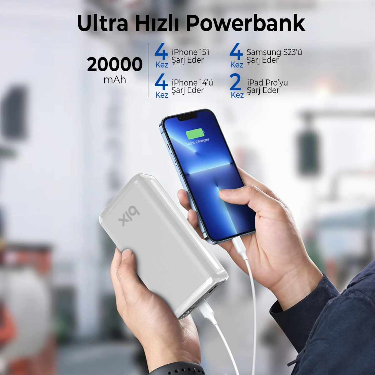 BİX BXPB204 20000 MAH 20W BEYAZ POWERBANK
